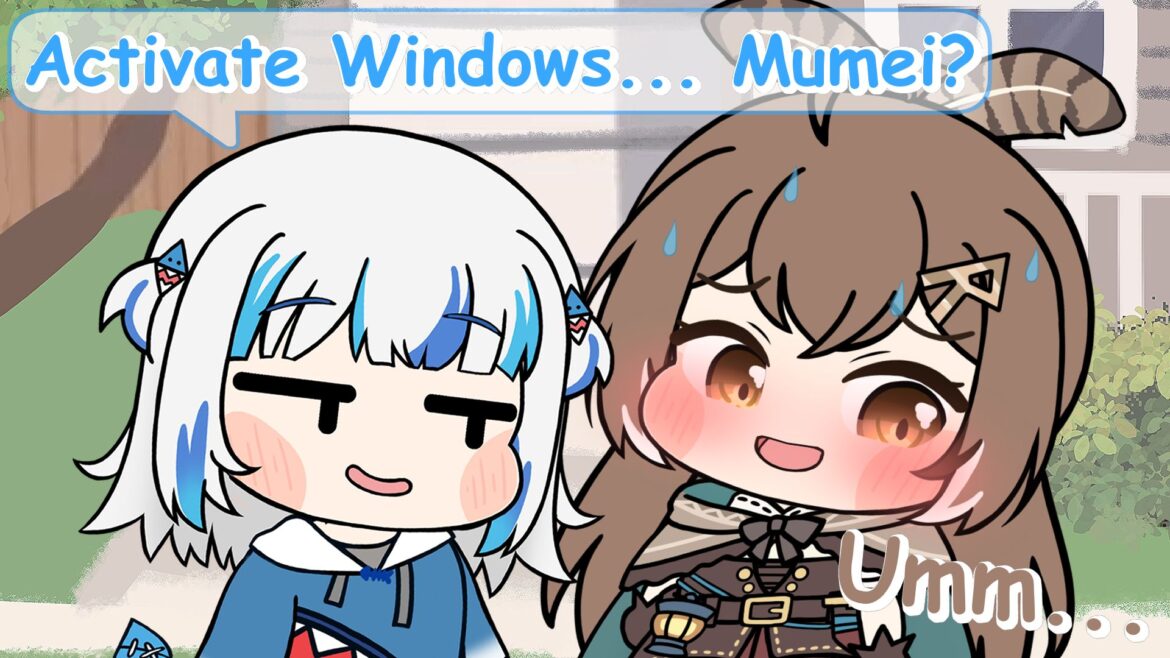 Gura：Activate Windows~ Mumei?｜Hololive Animation｜Gawr Gura｜Nanashi Mumei｜Gura & Mumei Animation｜