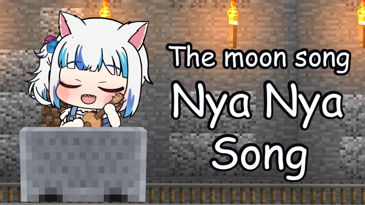Gura's Nya Nya Song💓｜The Moon Song｜Gawr Gura Sing｜Gawr Gura Animation｜Hololive Animation｜Cat shark｜